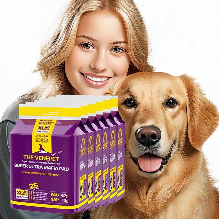앙비뉴 마피아 배변패드 XL 6팩 한박스 특대형 60x76cm, 20개입, 6개