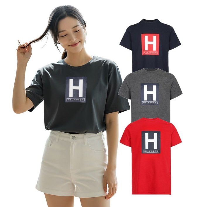 타미힐피거 남녀공용 H반팔티셔츠