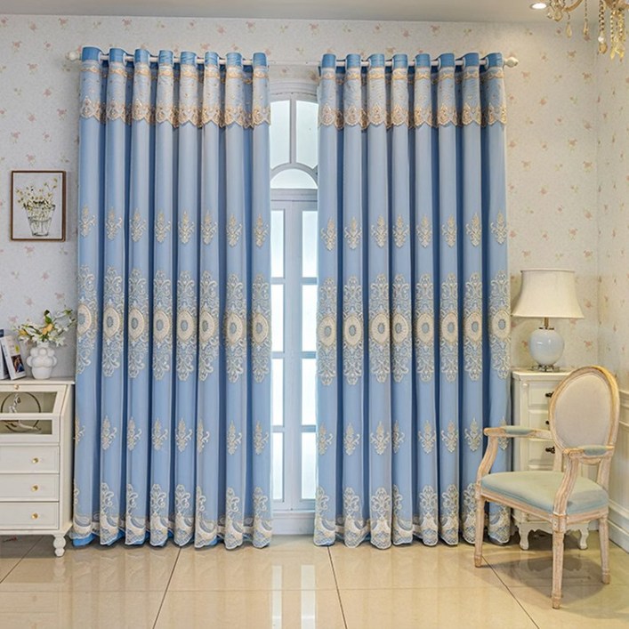 HAROO 아일렛형 유럽식 화려함 커튼 거실 암막 이중 고급  커튼 11