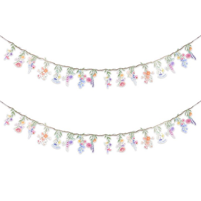 파티짱 투명 꽃잎 연결 가랜드 PVC 생일 파티 가든 소품 홈파티 브라이덜 샤워 봄 리스, 투명꽃잎연결가랜드 스몰플라워, 2개