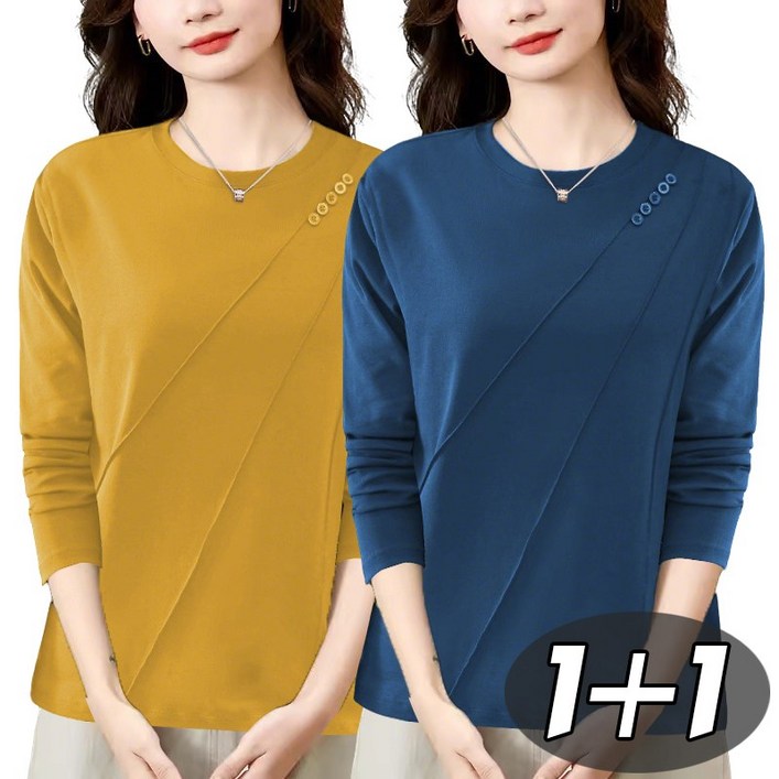 별하늘 11 중년 여성용 라운드넥 캐주얼 이너 긴팔 티셔츠