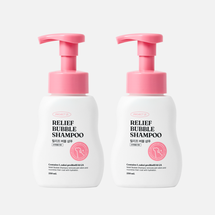 프로젝트21 릴리프 버블 샴푸 강아지 고양이 거품 발 세정제 피부 윤기 보습 항균