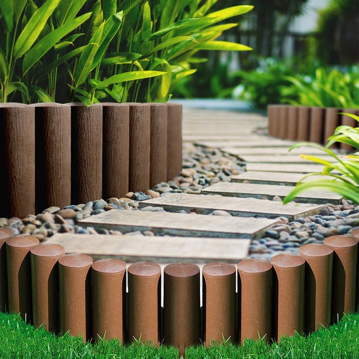 폴란드 셀파스트 우드패턴 간편설치 화단분리대 정원말뚝 울타리 테두리 4박스 셋트 9.2m, 셀파스트 정원 말뚝 34041브라운4개셋트