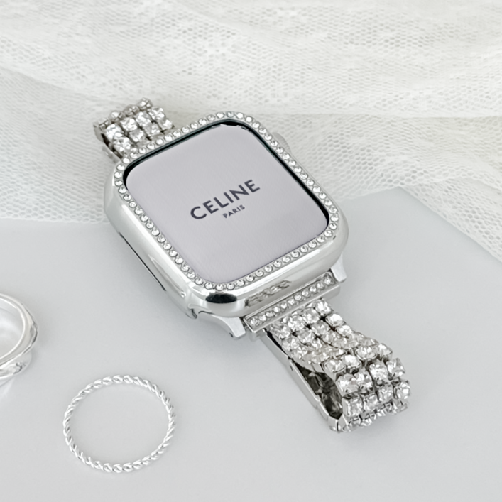 링고룸 애플워치 호환 스퀘어 큐빅 메탈 스트랩 밴드