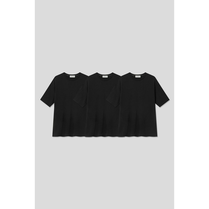 [Men][에두아르도][3팩 세트]릴렉스 세미오버핏 반팔 티셔츠 블랙팩
