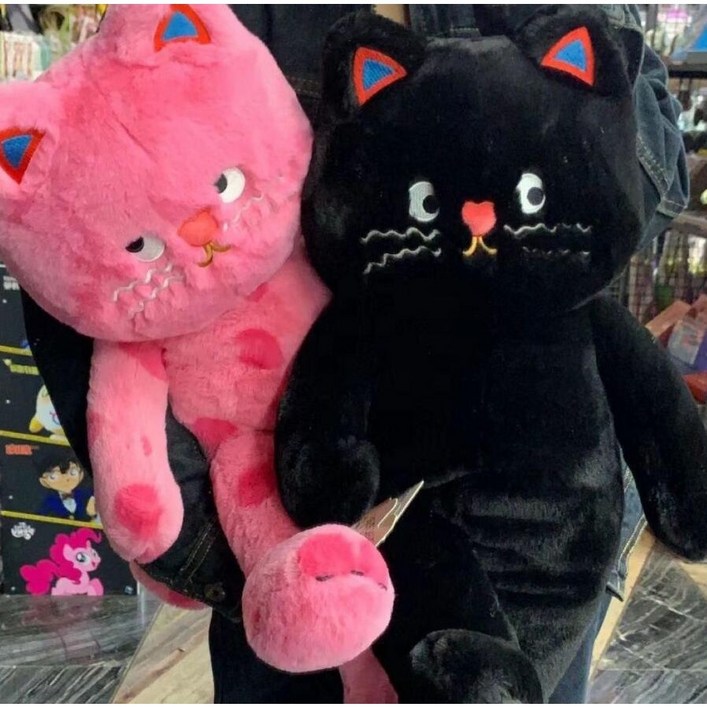러블리 삐진 점박이 고양이 바디필로우 쿠션 60cm, 블랙