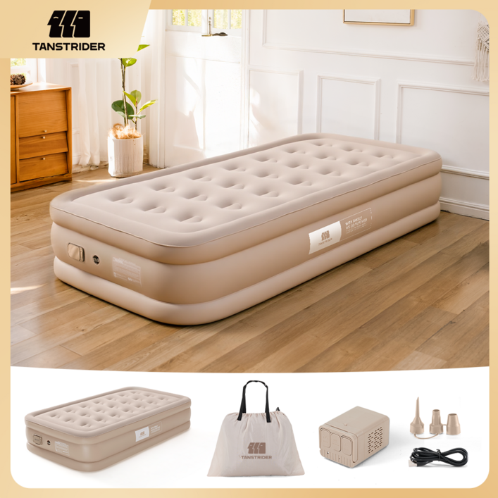 TANSTRIDER 에어침대 에어매트내장형 실내 캠핑 자충매트 높이40cm 휴대용 펌프베드 자동펌프 내장형 높이40cm 휴대용 캠핑  에어베드 매트리스 에어펌프 내장 캠핑 에어매트