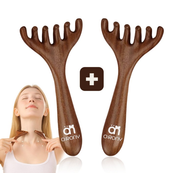 오로니 바디 두피 괄사 빗 백단향 샌달우드 사슴뿔 마사지기 1+1