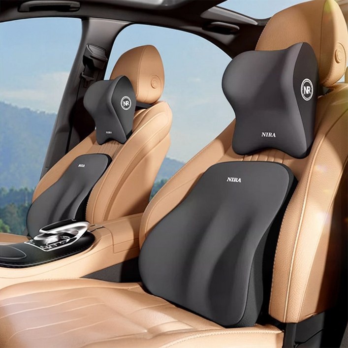 모토핏 차량용 목쿠션 허리쿠션 set, 1개, 목쿠션허리쿠션 그레이