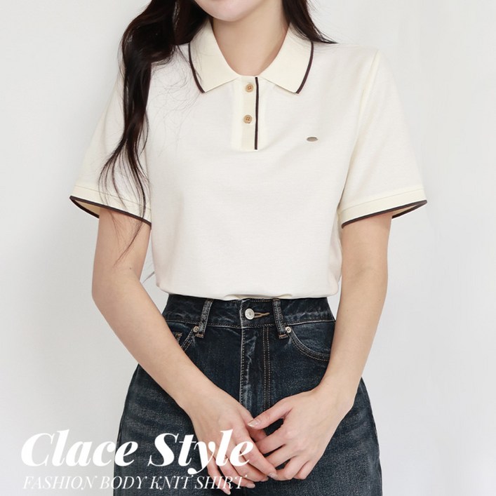 클레이스 골프웨어 카라 라인 포인트 PK  반팔 티셔츠