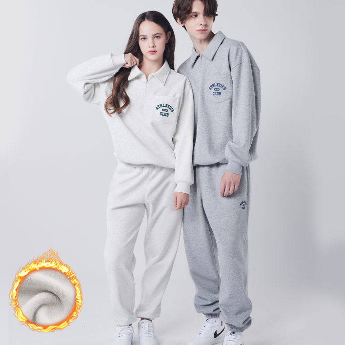 옥트퍼스 기모 트레이닝세트 남녀공용 카라 반집업 맨투맨 조거팬츠 트레이닝셋업