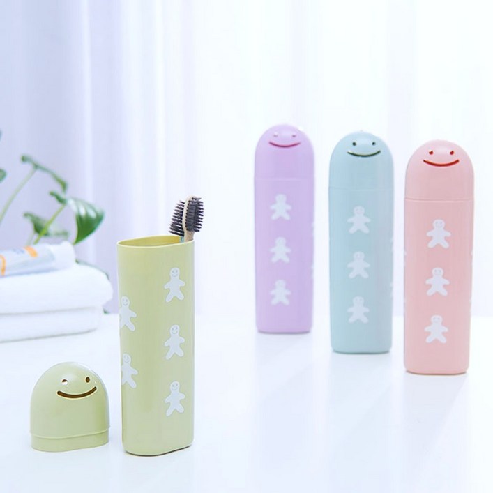 키즈브릭스 곰팡이 방지 통풍이 잘되는 스마일 칫솔 케이스, 혼합색상, 4개