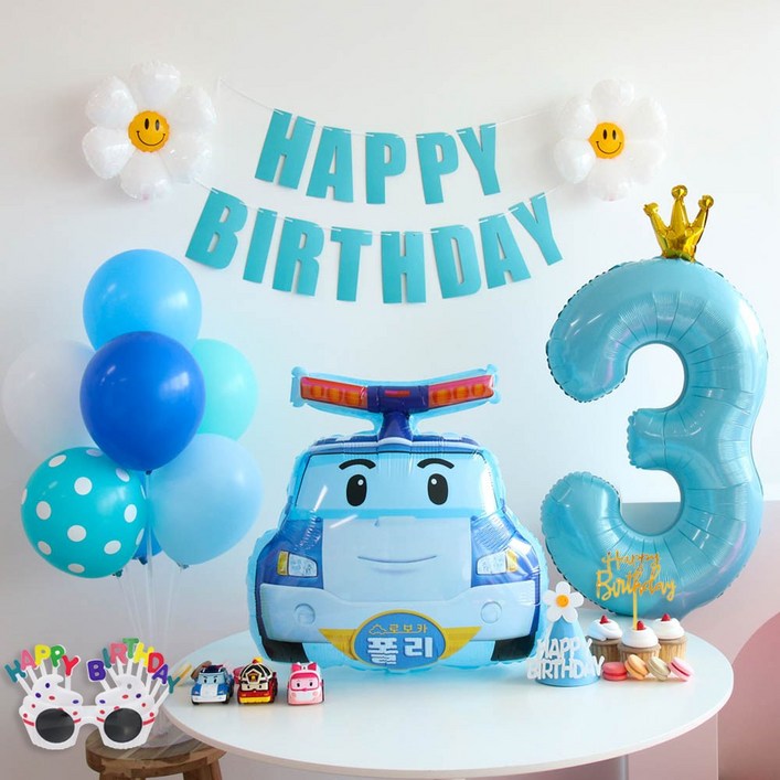 이벤트홀릭 로보카 폴리 풍선 생일파티세트