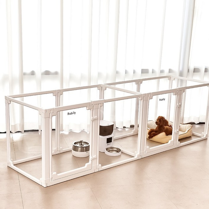 라빌리 확장형 투명 펫룸 강아지울타리 애견펜스 무한확장, 1세트, 올투명