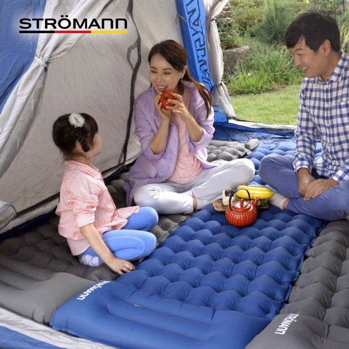 스토로만 엠보싱 에어매트 모음전 내장형무선충전 쿨링매트 캠핑에어매트 차박매트 피크닉매트 무선충전매트 에어펌프내장형 독점정식정품 캠핑 차박 텐트 에어매트리스, 네이비