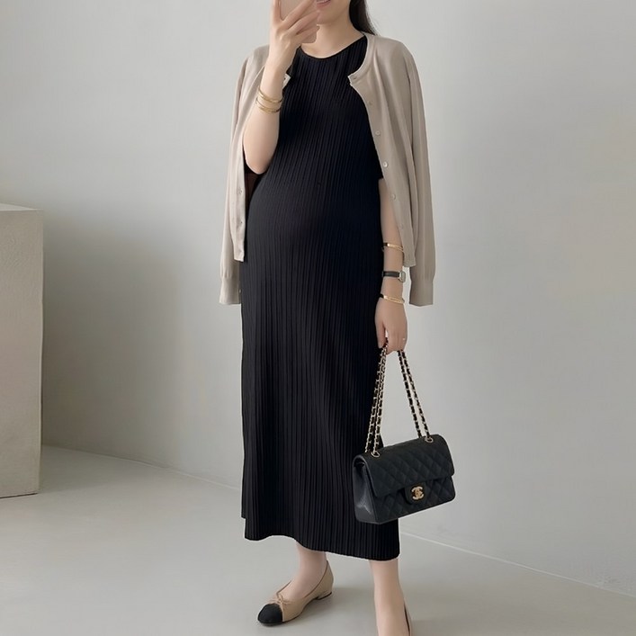 당일출고 수엠W 임산부 주름 플리츠 롱원피스 반팔 루즈핏 빅사이즈 T07 리플원피스