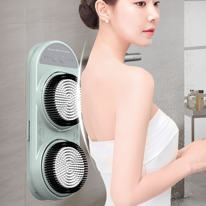 Mochae 벽걸이 자동 때밀이 전동 바디브러쉬 듀얼 브러시 헤드 샤워브러쉬 3단 조절 전신 방수 샤워 마사지 브러쉬