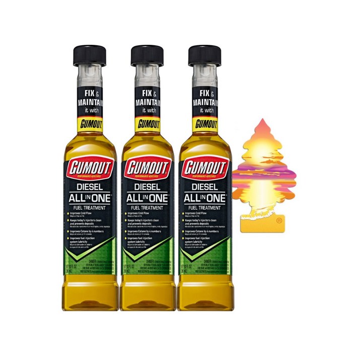 [공식 피카몰 정품]검아웃 올인원 연료첨가제 296ml 3개 + 리틀트리 방향제 사은품 1개, 디젤/경유