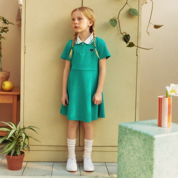 매장정품 베네통 BENETTON BENETTONKIDS 집업 피케 원피스QAOP18531GN QAOP18531GN 503355