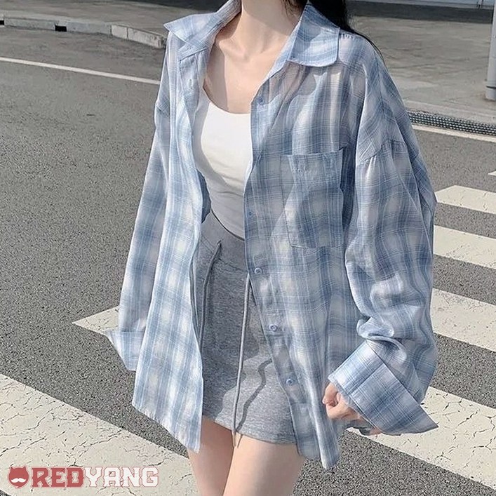레드양 살탐방지 2color 파스텔 무드 체크 썸머 셔츠 빅사이즈