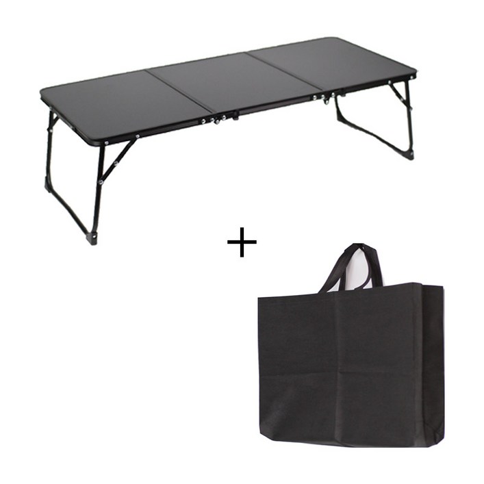KOOLMAN쿨맨 3단 폴딩 접이식 캠핑 테이블 92, 3단폴딩 테이블  올블랙  수납가방