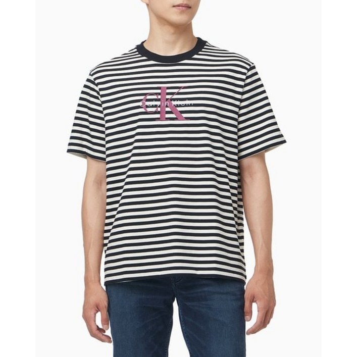 캘빈클라인 진 CALVIN KLEIN JEANS 남성 스트라이프 반팔 티셔츠4RD204G OOV924 YWA747