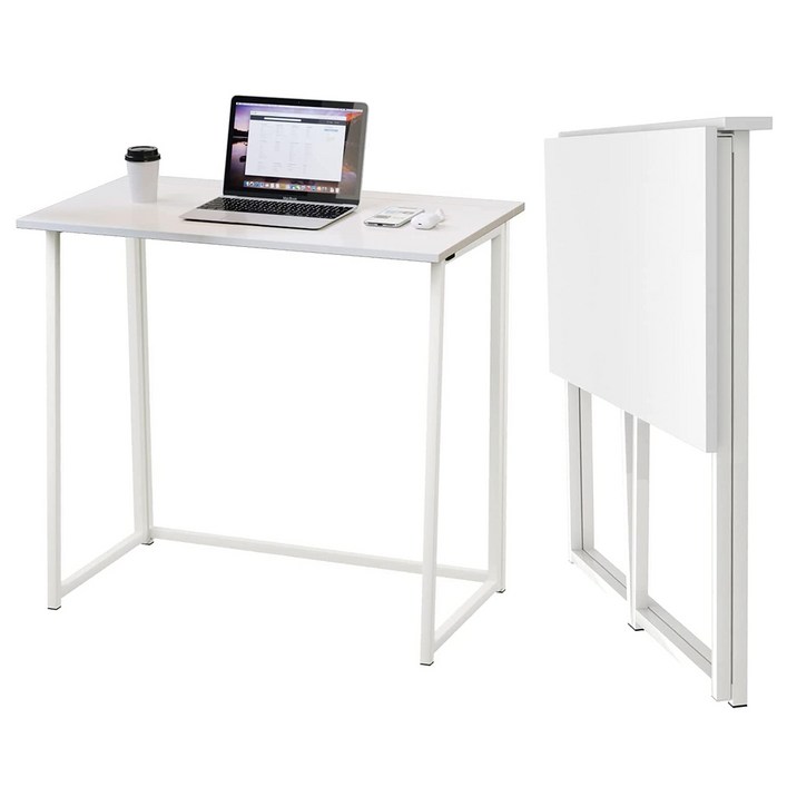사이드 폴딩 접이식 테이블 드롭리프 침대옆보조식탁다용도테이블 노트북책상, 높이 63 화이트