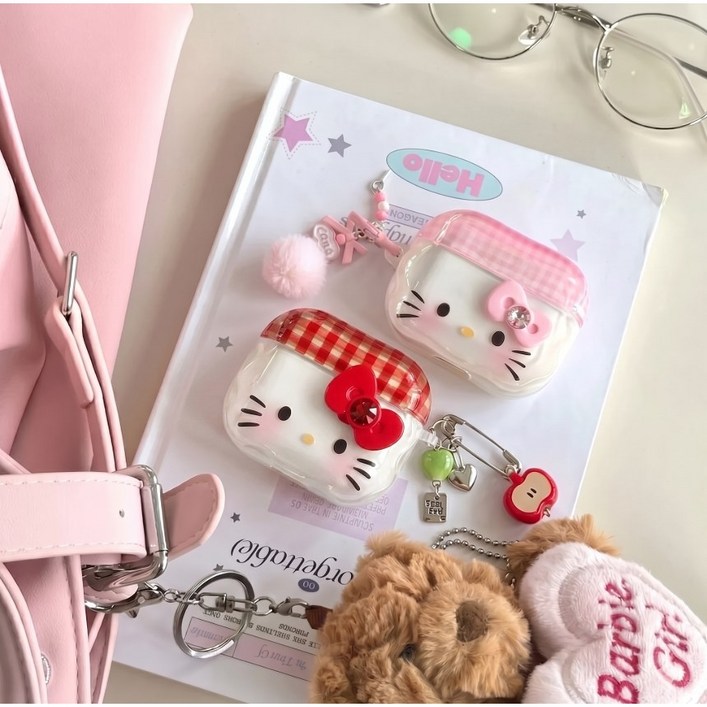 키링포함 리본 고양이 에어팟 케이스