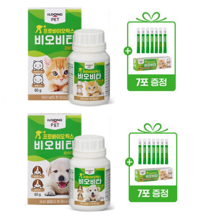 일동펫 비오비타 프로바이오틱스 유산균 강아지 고양이 변비 영양제 60g+ 증정품