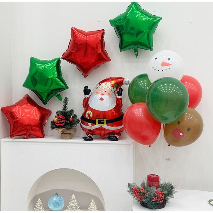 쿠이시 크리스마스 풍선 가랜드 풀세트 눈사람 산타 트리 루돌프 홈파티 용품 벽장식