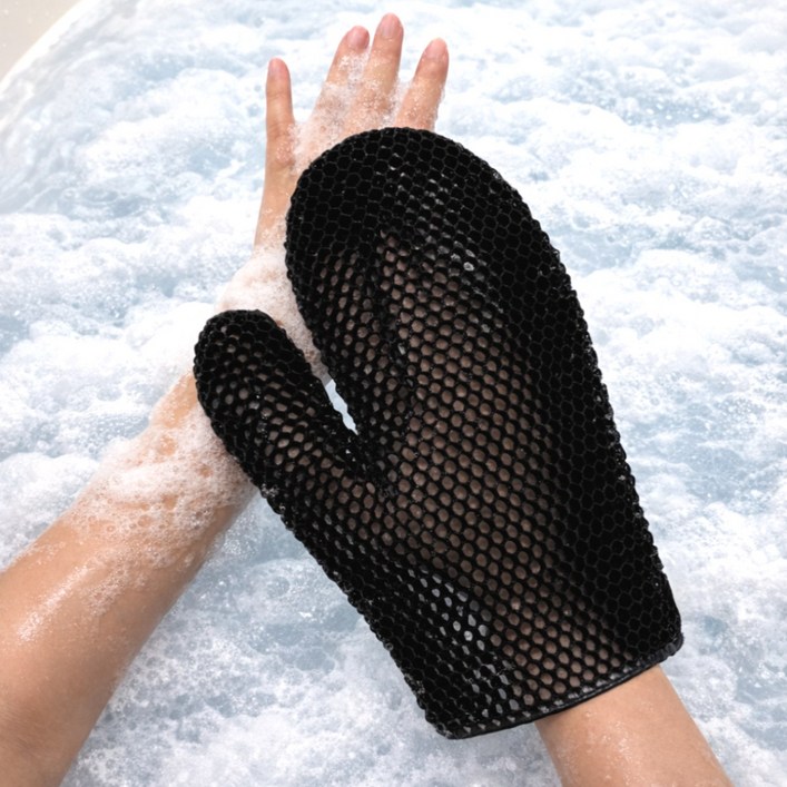 누모아 허니셀 샤워 글러브 친환경 TPU 반영구 바디 각질 케어, 1개, 1개입, 딥 블랙 Deep Black