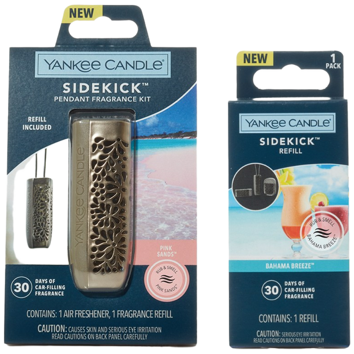 본품리필 양키캔들 고급 차량용 방향제 사이드킥 펜던트, 1세트, 사이드킥 펜던트 LEAF 핑크샌즈