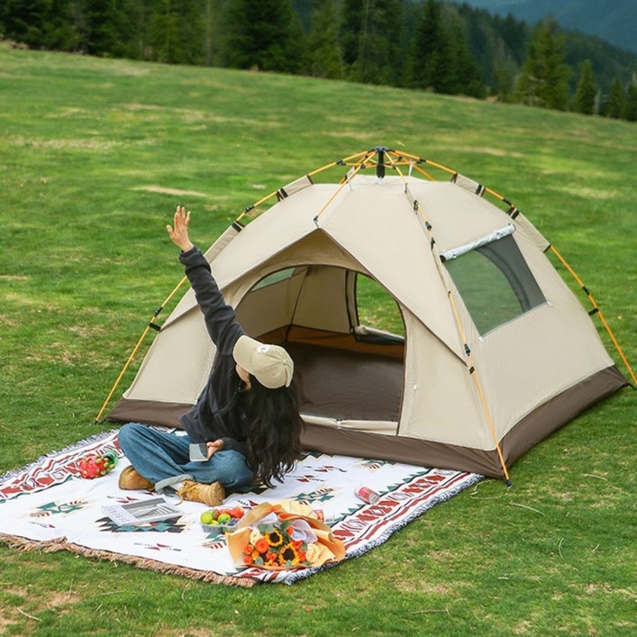 ELSECHO 플랜타트 원터치 자동 텐트 방수 방우 캠핑용 4인용