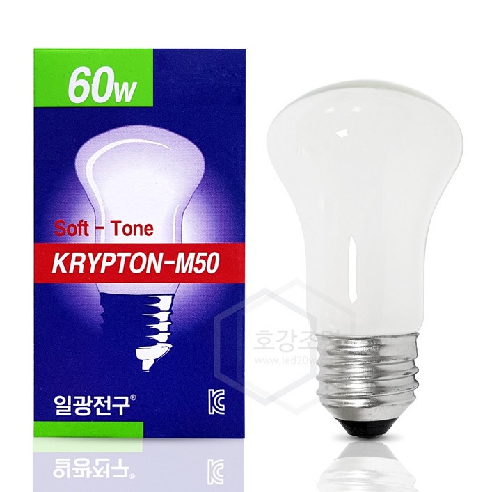 일광전구 국내산 백열전구 크립톤 60W (220V) 불투명