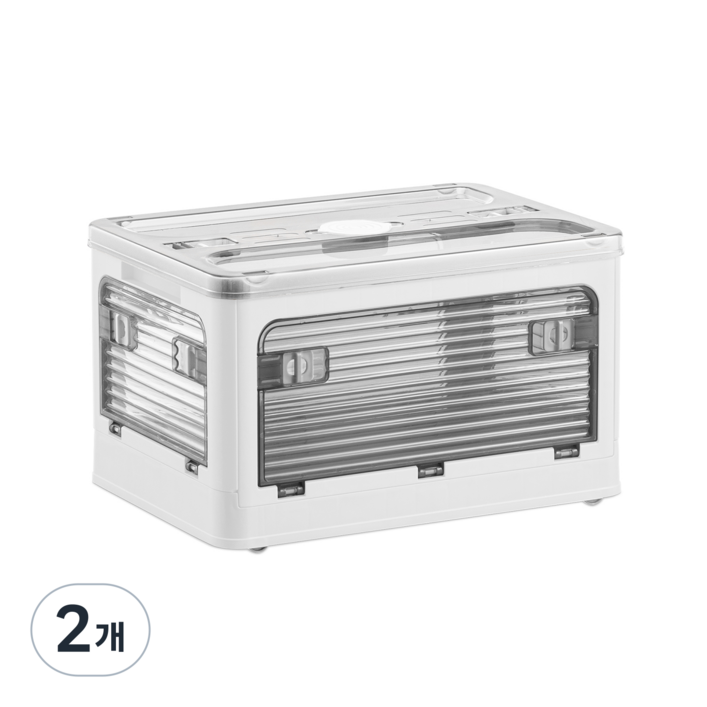 투명 5면 오픈도어 접이식 옷 장난감 수납 정리함 리빙박스 55L 84L