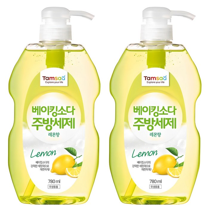 탐사 베이킹소다 주방세제 레몬향, 780ml, 2개 탐사 베이킹소다 주방세제 레몬향, 780ml, 2개