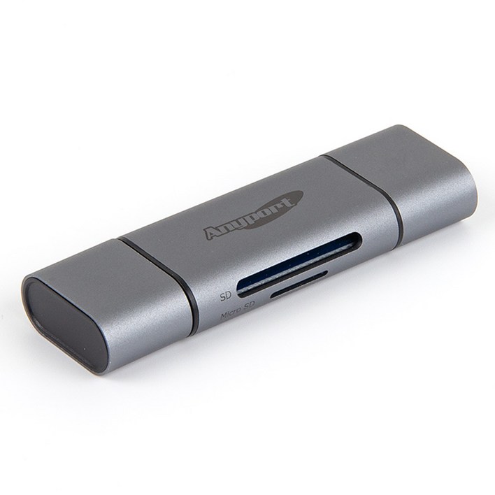 애니포트 메탈바디 2IN1 OTG 카드리더기 USB3.0 Type C, AP-UC21, 그레이