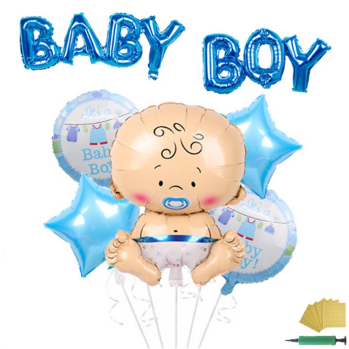 이모쿠비 포인트 데코 베이비샤워 풍선세트, 블루B, 1세트