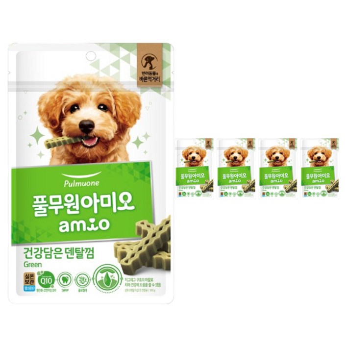 풀무원 강아지 아미오 건강담은 덴탈껌 그린, 그린, 100g, 5개