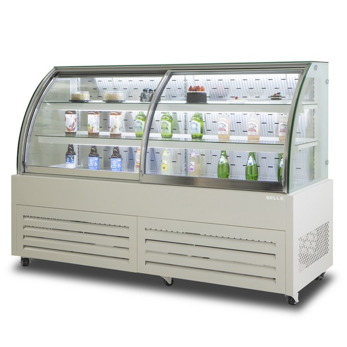 BELLE 프리미엄 쇼케이스 라운드 앞문형 화이트 475L 방문설치, JRF1800W