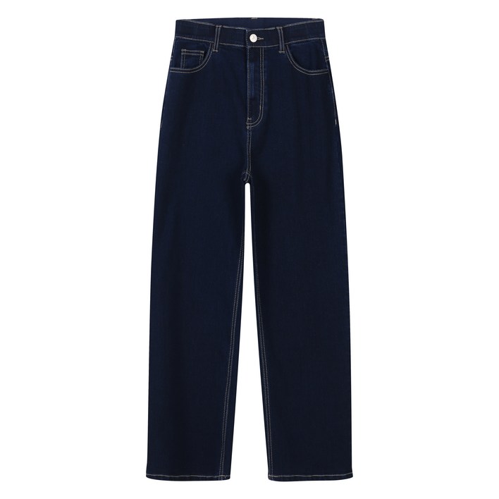 플라스틱아일랜드 여성용 릴렉스 롱 데님 팬츠 PQ7DP202