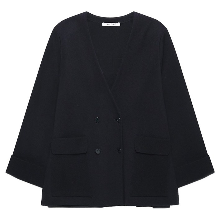 나이스클랍 여성용 노카라 더블 니트 자켓 N243PWK742NY99