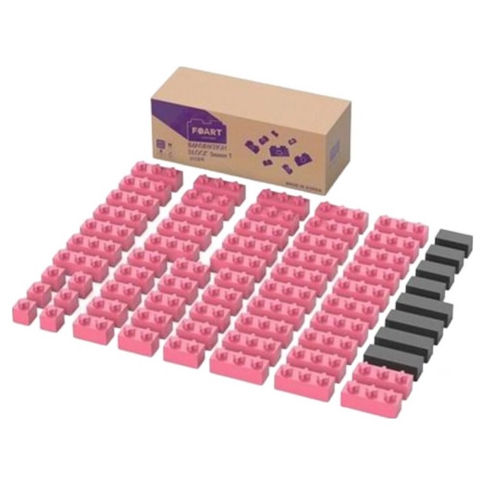 포아트 상상블럭 시즌1 소프트 대형 쌓기 빅블럭 68p  스티커 2p 세트, 핑크, 1세트