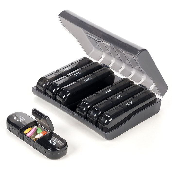 탐사 요일별 휴대용 알약케이스 21칸 블랙