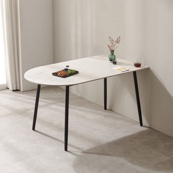 보니애가구 루티 반타원형 세라믹 테이블 1400 방문설치