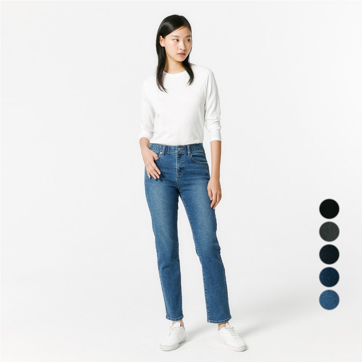 JAJU(자주) 여성용 스트레이트핏 데님 팬츠