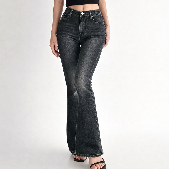 라라온 여성용 숏기본롱 기장 부츠컷 빈티지워싱 청바지 TSP3132