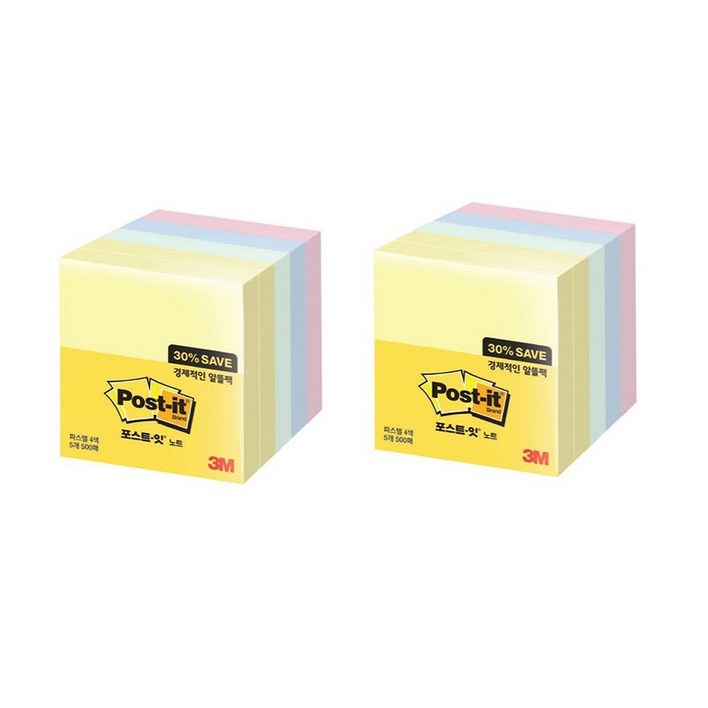 쓰리엠 알뜰팩 포스트잇 76 x 76 mm 654-5A 500p