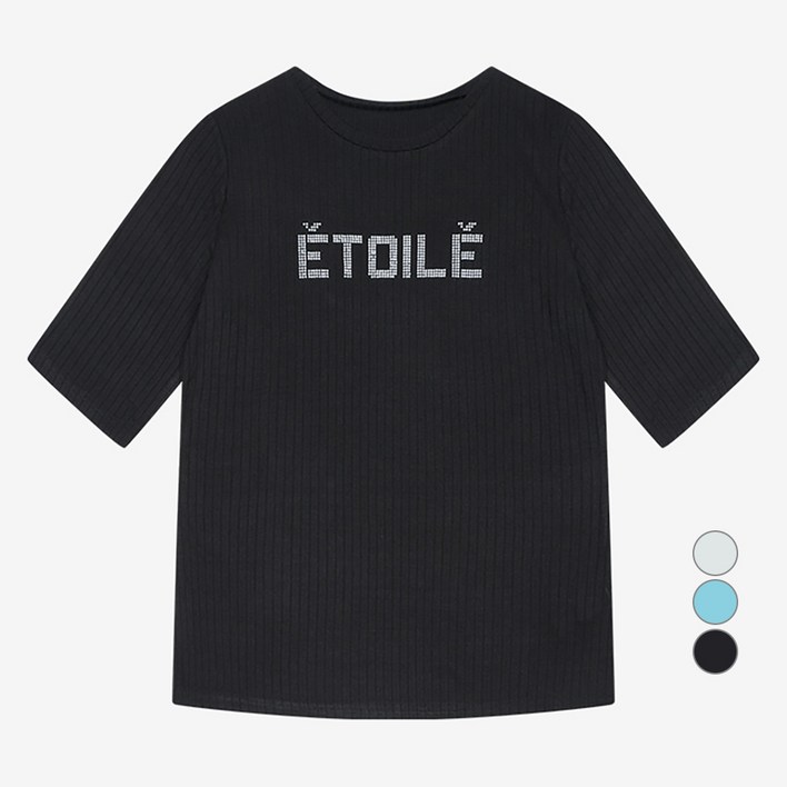 베스띠벨리 여성용 비즈 글리터 레이온 반팔 티셔츠 BKIBD9803