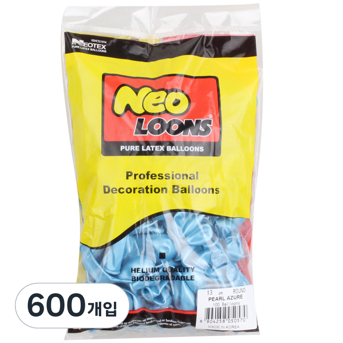 네오룬즈 13cm 라운드풍선, 펄 아주르, 600개입